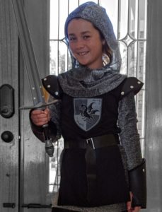 Photo of girl dressed up as Joan of Arc