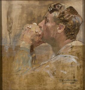 Picture of Jacek Malczewski's painting, "Praying Man" that hands in the National Museum at Warsaw