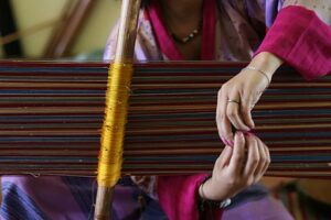Bhutan woman weaving